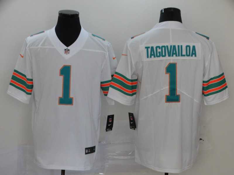Nike Dolphins 1 Tua Tagovailoa White Throwback Vapor Untouchable Limited Jersey,We sell and wholesale Nike Dolphins 1 Tua Tagovailoa White Throwback Vapor Untouchable Limited Jersey on line form chian!